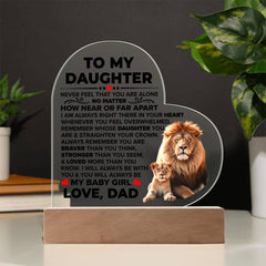 To My Daughter Braver – Acrylic Heart Plaque